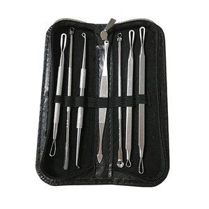 5-Piece: Acne Tool Kit Blemish And Blackhead Remover With Zipper Case - Black